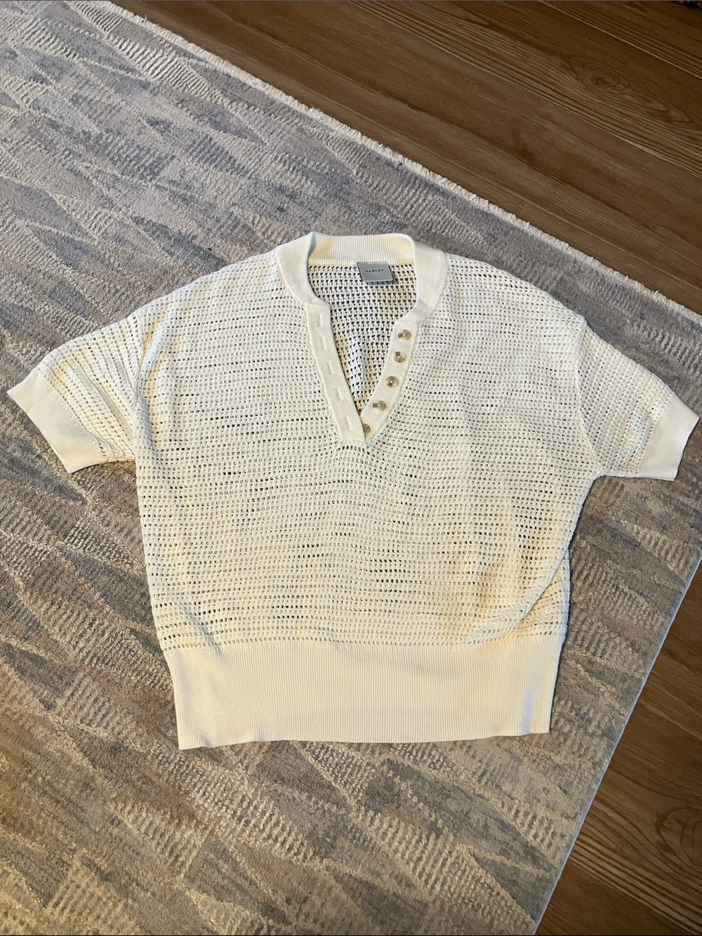 Varley V neck Cream Callie knit top